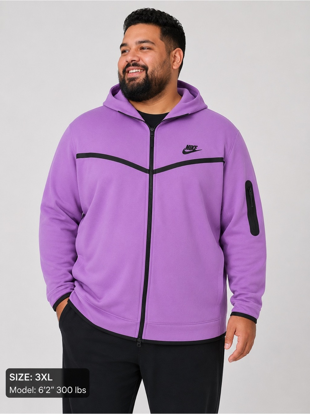 Nike Men's Purple Full-Zip Hooded Jacket size 3xl